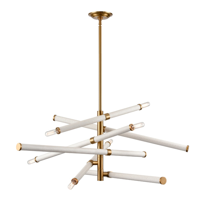 6-Light White Crosspiece Chandelier