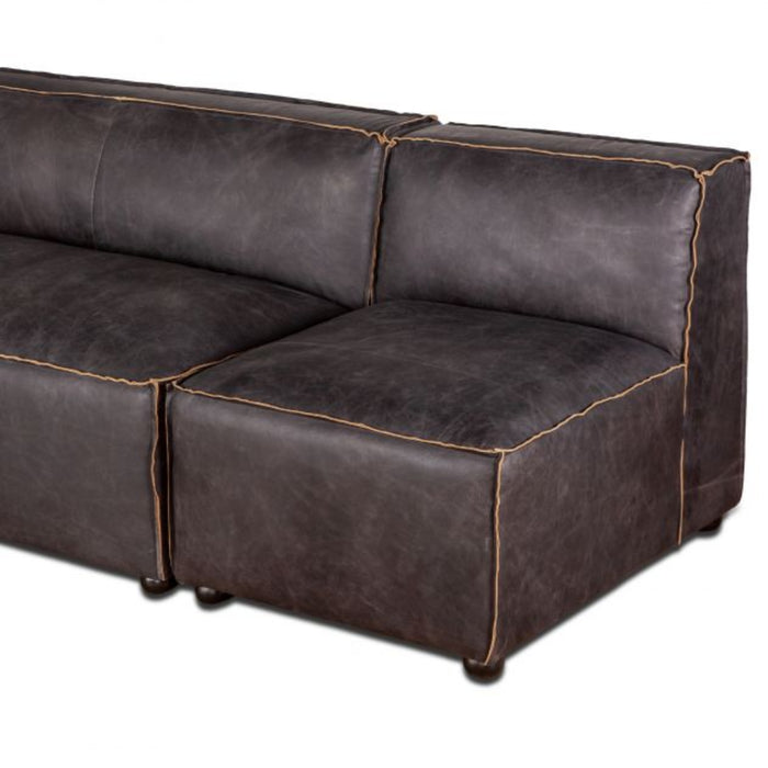 Antique Ebony Leather Sectional Sofa