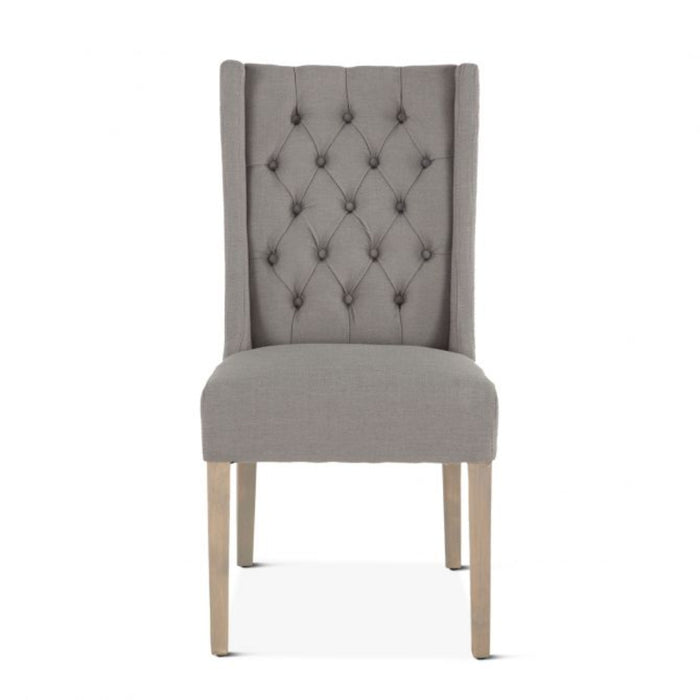 Warm Gray Linen Tufted Dining Chair