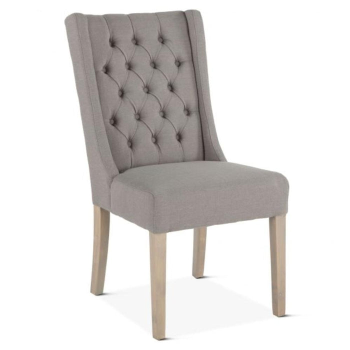 Warm Gray Linen Tufted Dining Chair