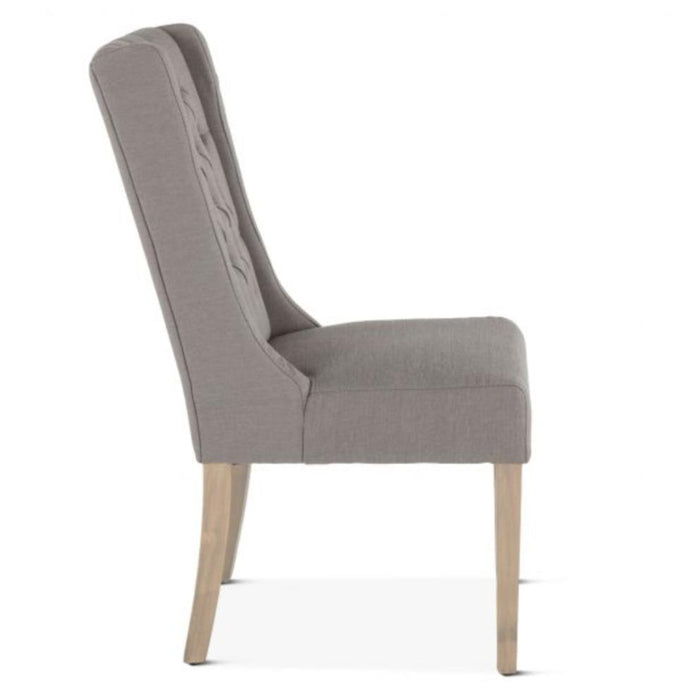 Warm Gray Linen Tufted Dining Chair