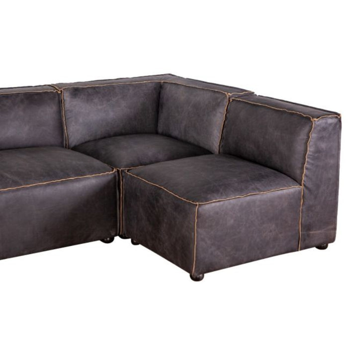 Antique Ebony Leather Sectional Sofa