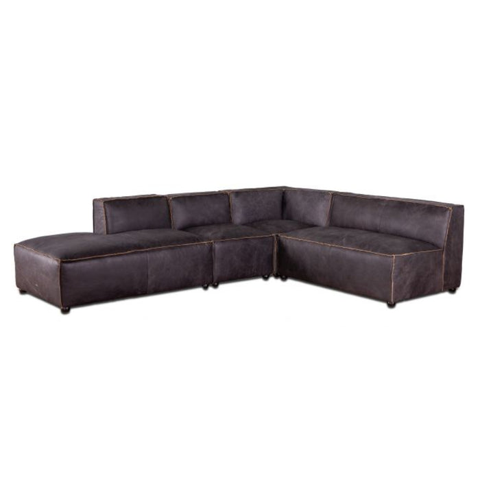 Antique Ebony Leather Sectional Sofa