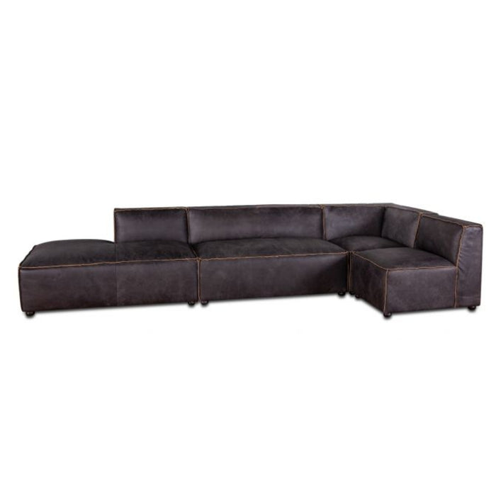 Antique Ebony Leather Sectional Sofa