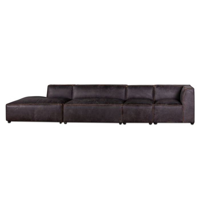 Antique Ebony Leather Sectional Sofa