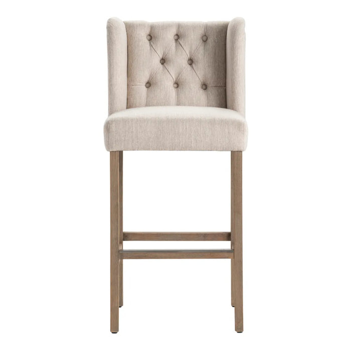 Upholstered Beige Wingback Bar Stool