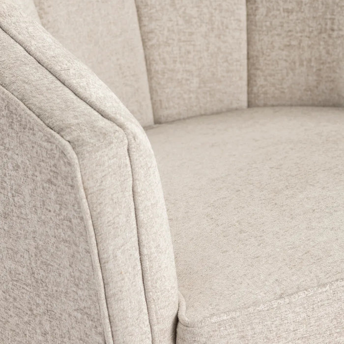 Upholstered Champagne Linen Fabric Accent Chair