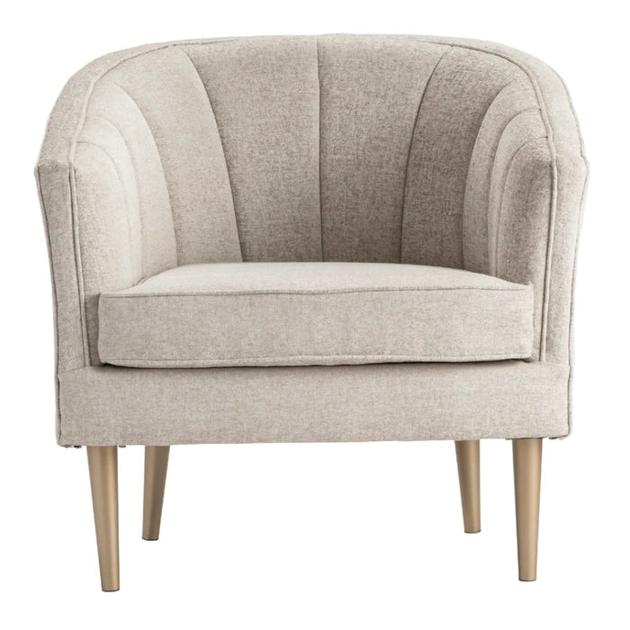 Upholstered Champagne Linen Fabric Accent Chair