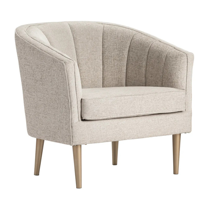 Upholstered Champagne Linen Fabric Accent Chair