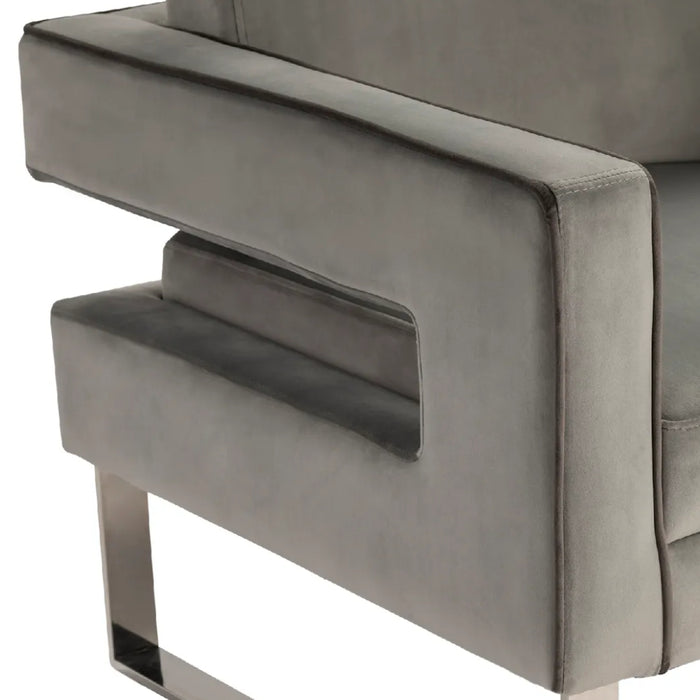 Upholstered Silver Gray Accent Chair