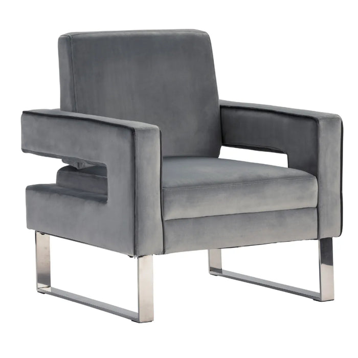 Upholstered Silver Gray Accent Chair