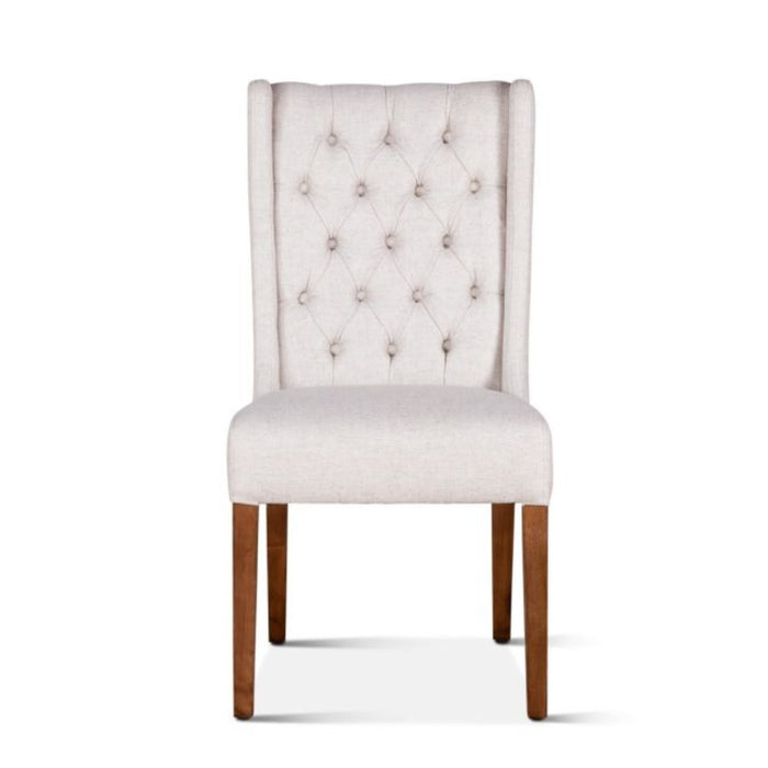 Tufted Winged Linen Dining Chair