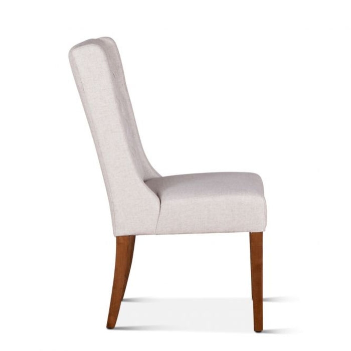 Tufted Winged Linen Dining Chair