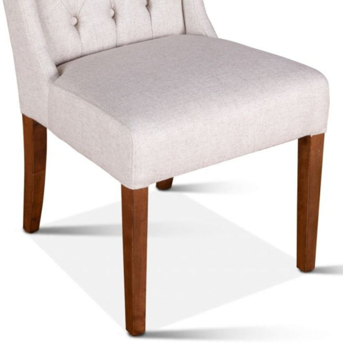 Tufted Winged Linen Dining Chair