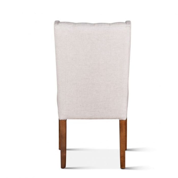 Tufted Winged Linen Dining Chair