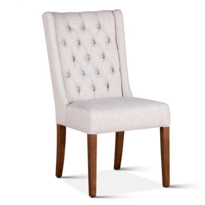 Tufted Winged Linen Dining Chair