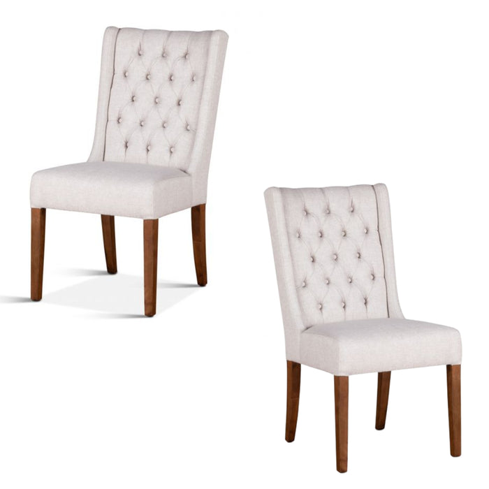 Tufted Winged Linen Dining Chair