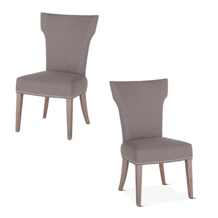 Upholstered Warm Gray Linen Dining Chair