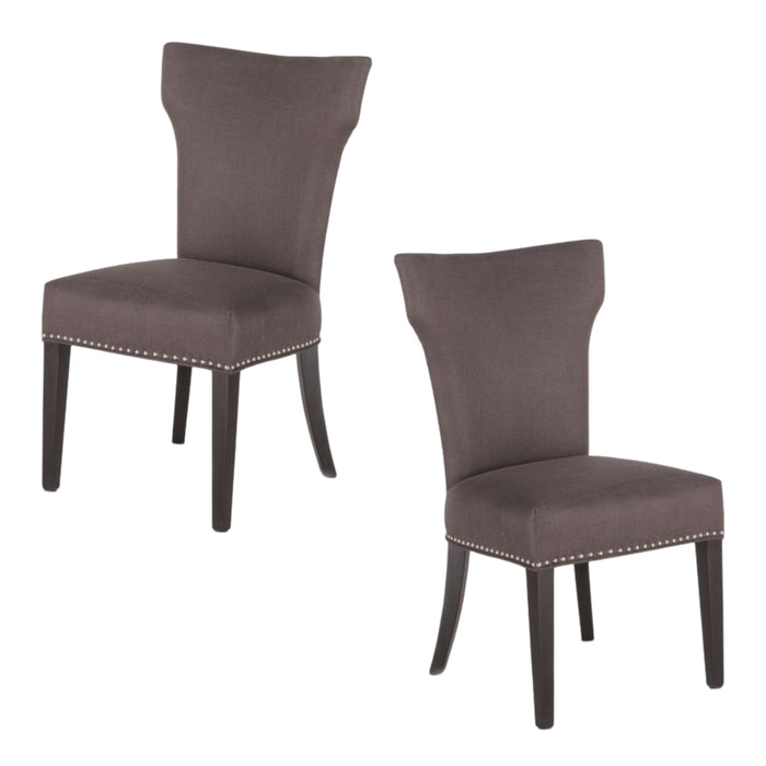 Charcoal Gray Linen Upholstered Dining Chair