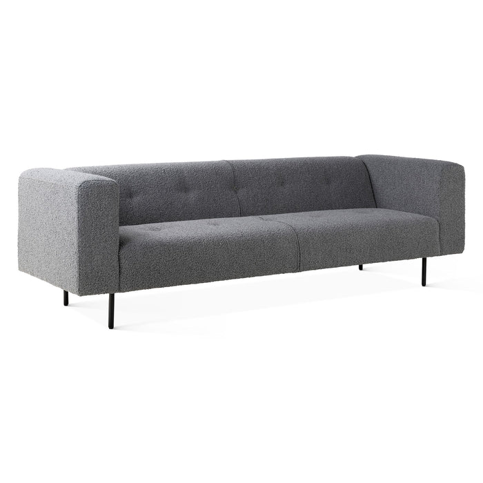 Transitional Tufted Sofa in Dark Grey Boucle Fabric