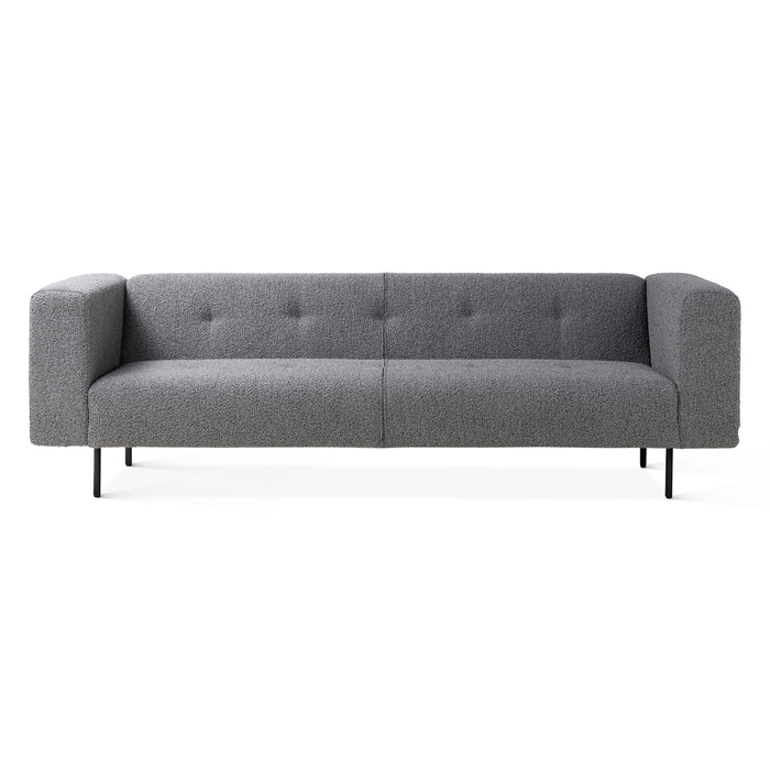 Transitional Tufted Sofa in Dark Grey Boucle Fabric