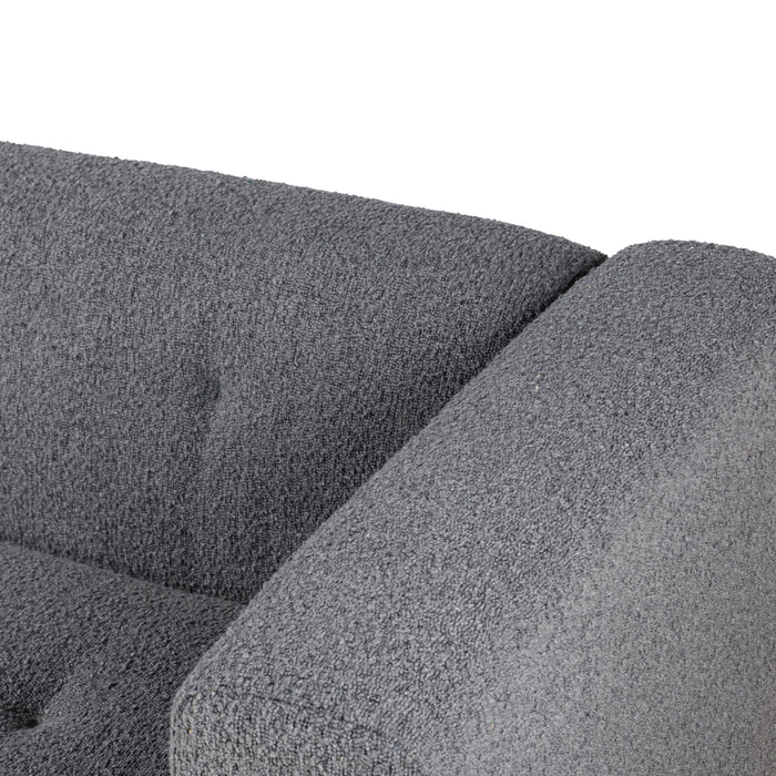 Transitional Tufted Sofa in Dark Grey Boucle Fabric