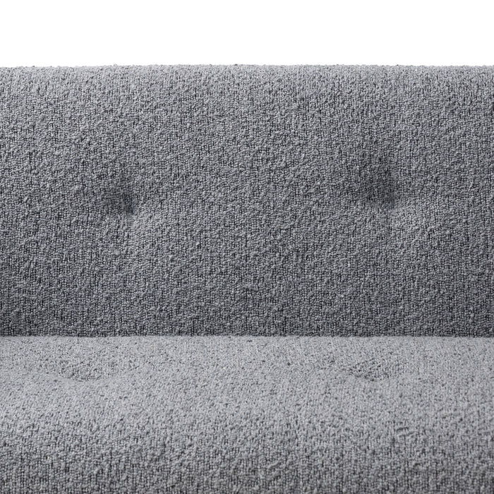 Transitional Tufted Sofa in Dark Grey Boucle Fabric