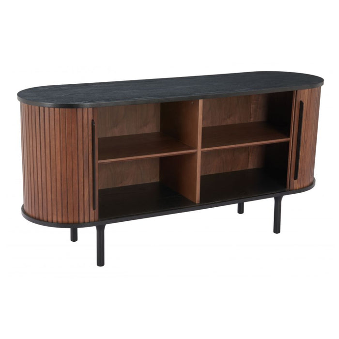 Walnut Black Oval Sideboard