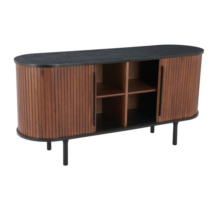 Walnut Black Oval Sideboard