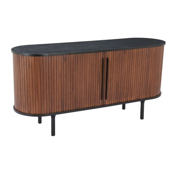 Walnut Black Oval Sideboard