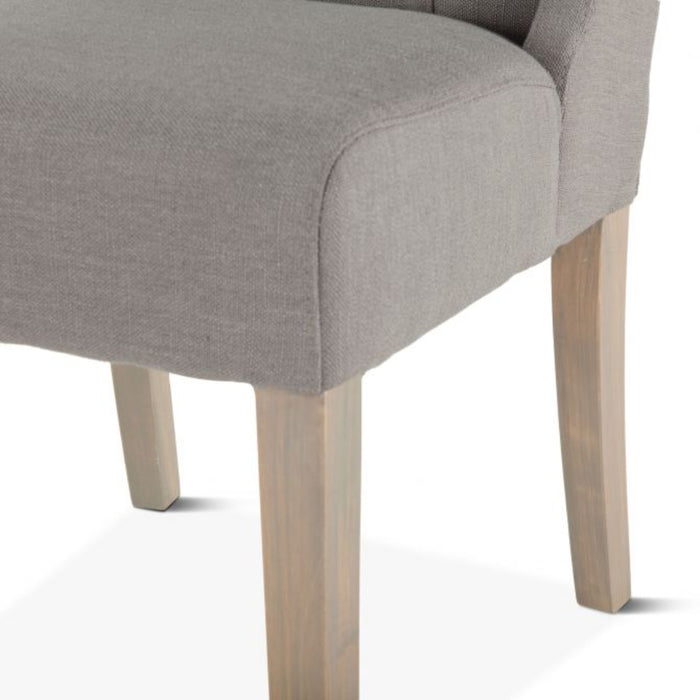 Warm Gray Linen Tufted Dining Chair