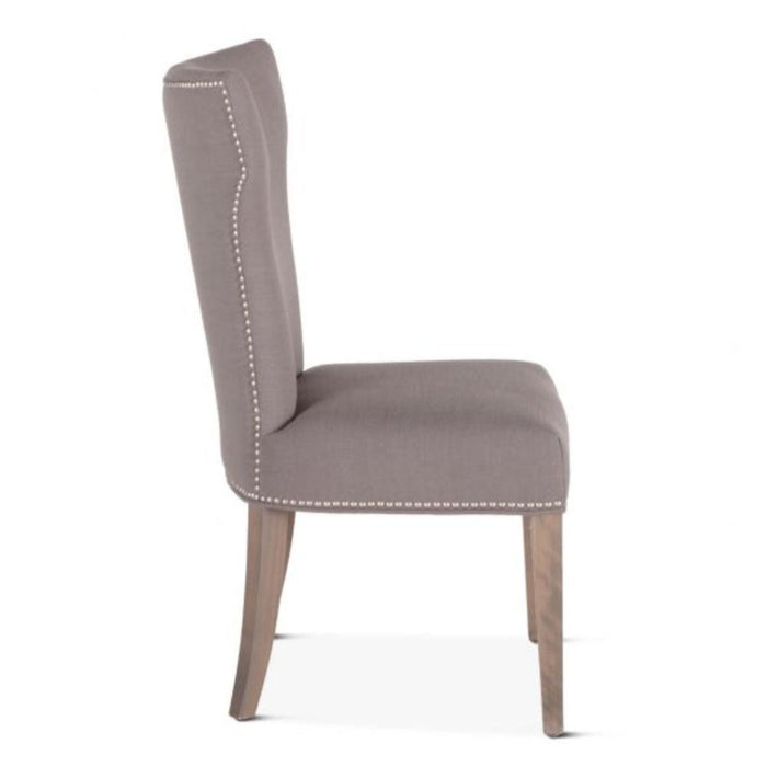 Upholstered Warm Gray Linen Dining Chair