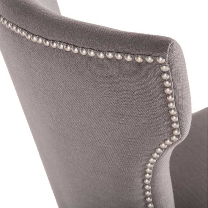 Upholstered Warm Gray Linen Dining Chair