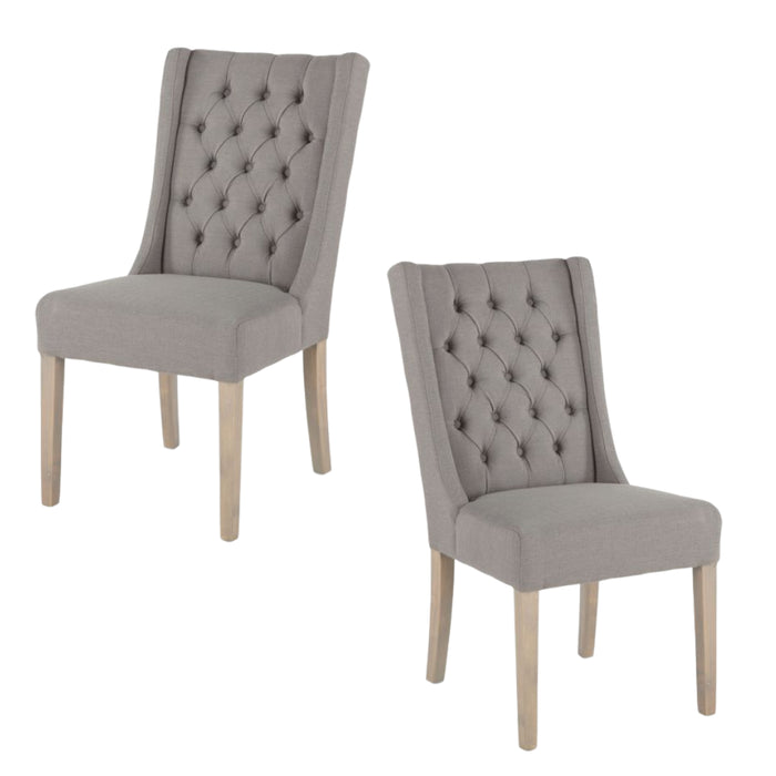 Warm Gray Linen Tufted Dining Chair