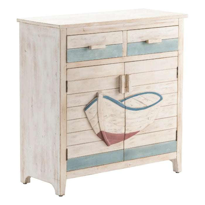 White Coastal Row Boat Side Cabinet