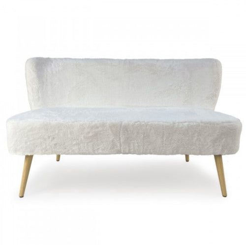 Moda White Faux Fur Settee