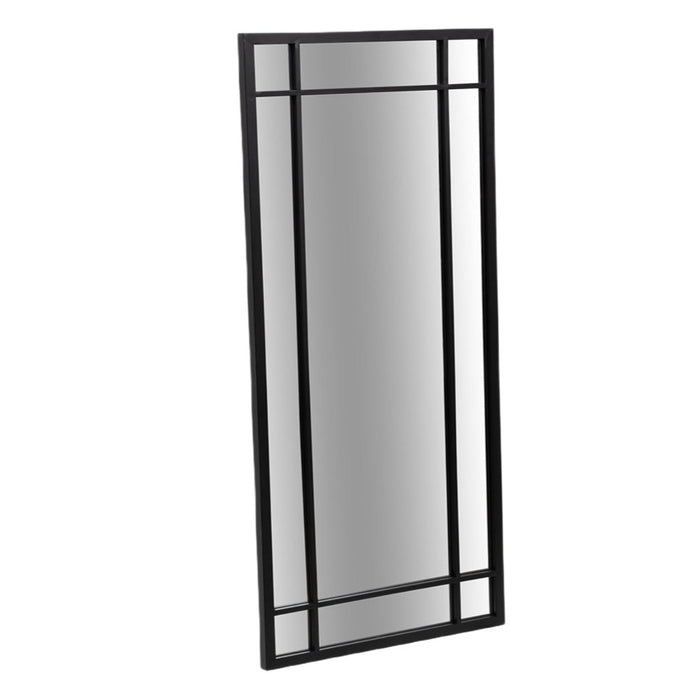 Black Rectangular Windowpane Mirror