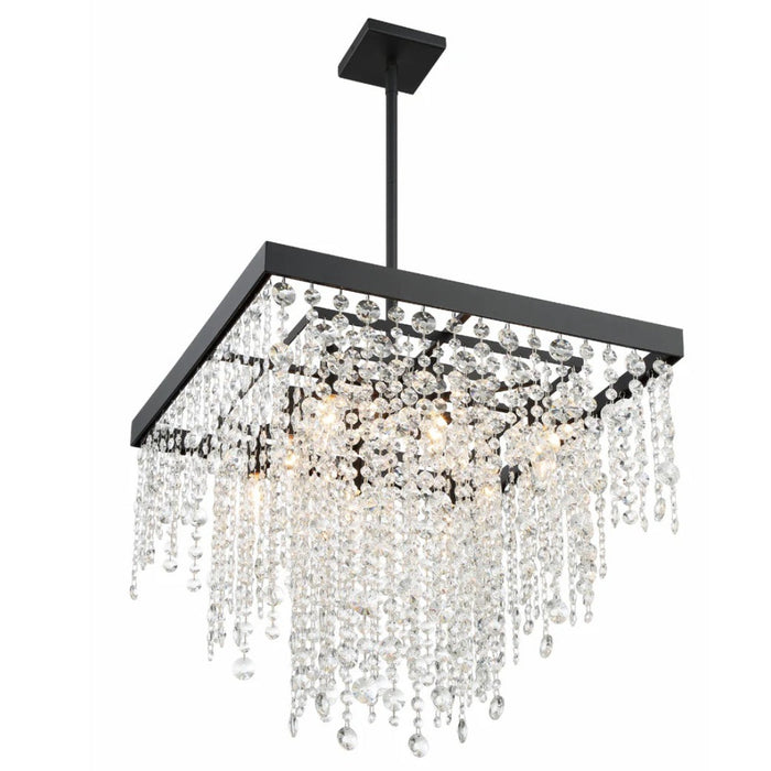 8-Light Black Square Crystal Chandelier