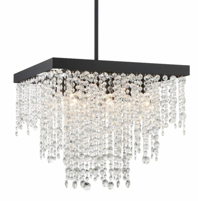 8-Light Black Square Crystal Chandelier