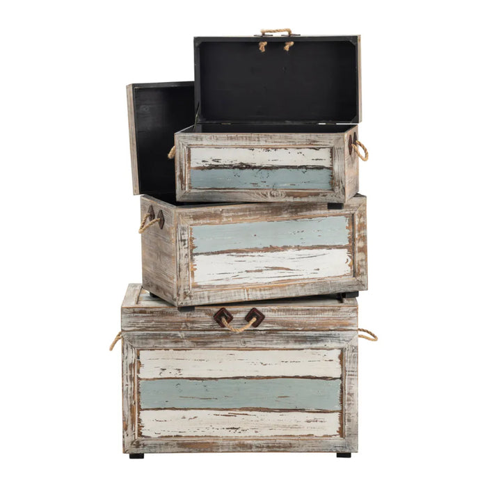 Wooden Weathered Trunks Set