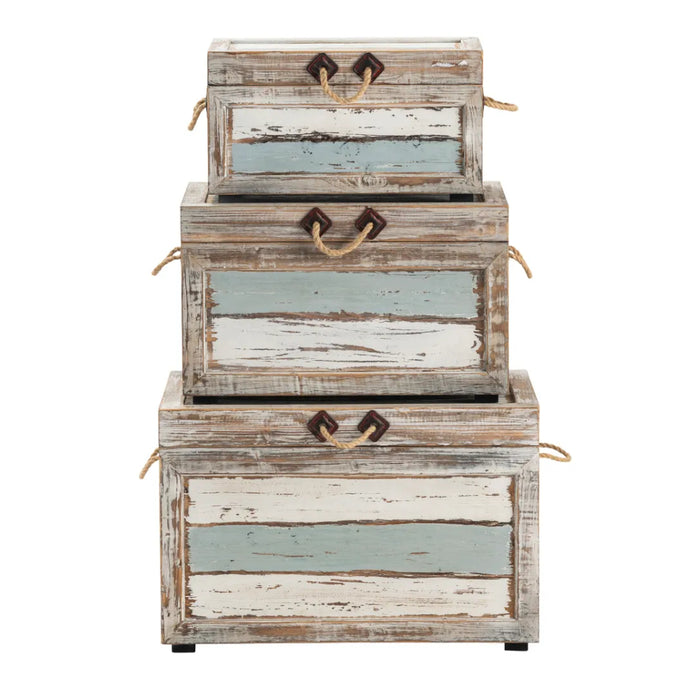 Wooden Weathered Trunks Set