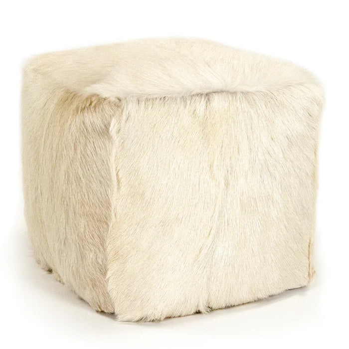 Tibetan Ivory Goat Fur Pouf