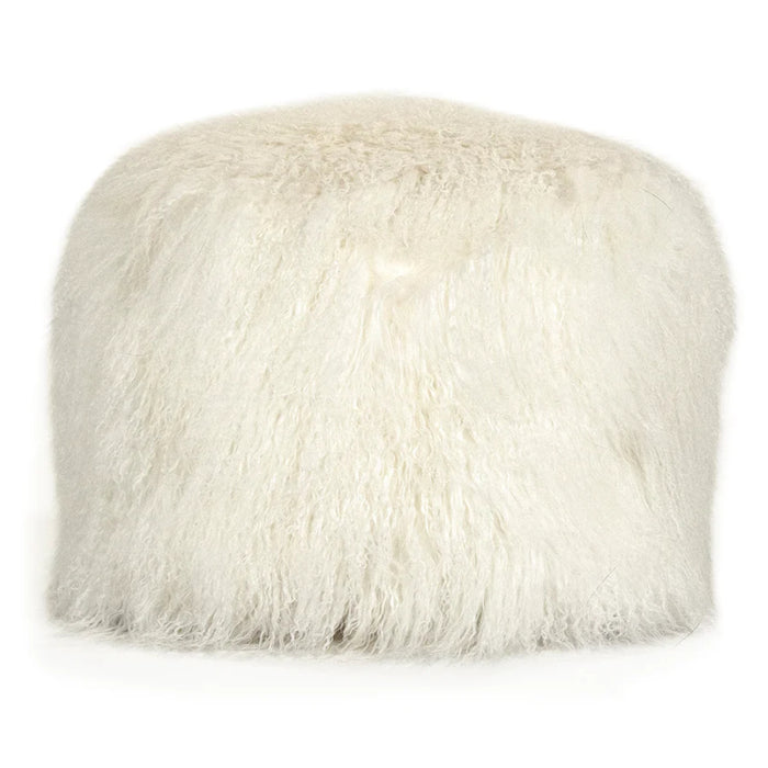 Tibetan White Lamb Fur Pouf