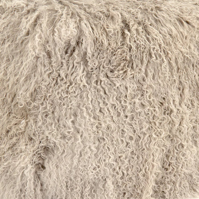 Tibetan Light Grey Lamb Fur Pouf