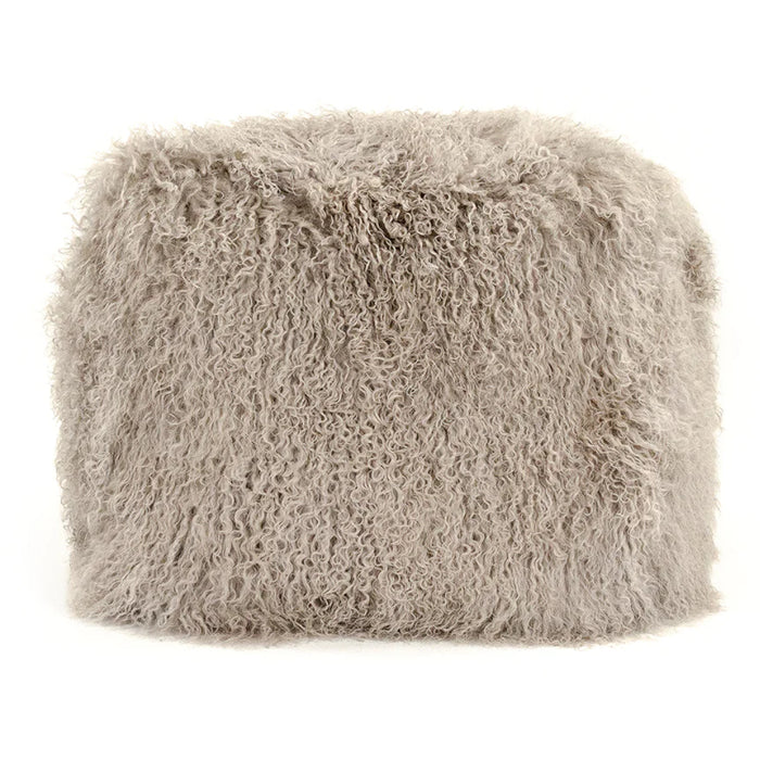 Tibetan Light Grey Lamb Fur Pouf