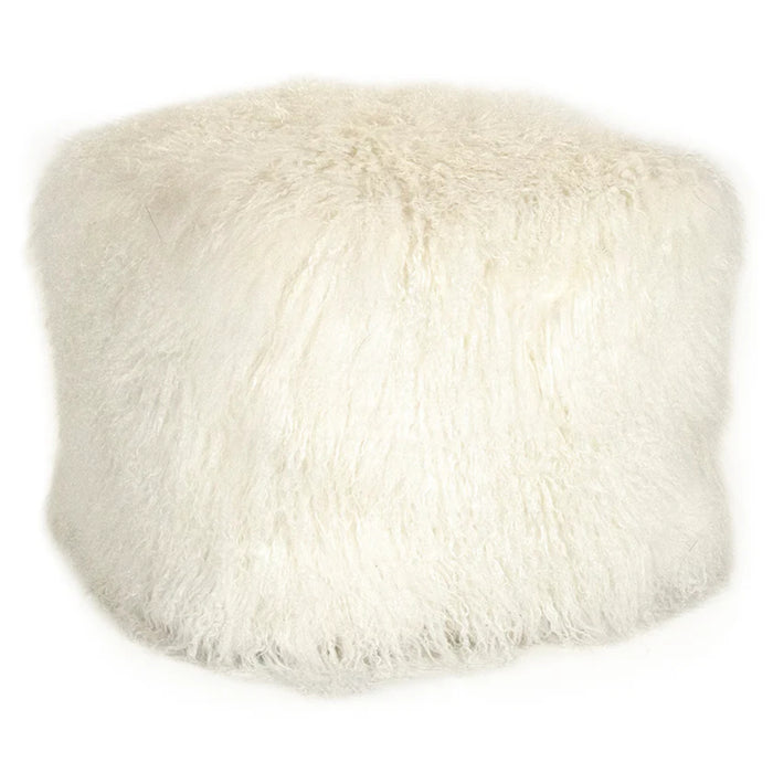 Tibetan White Lamb Fur Pouf