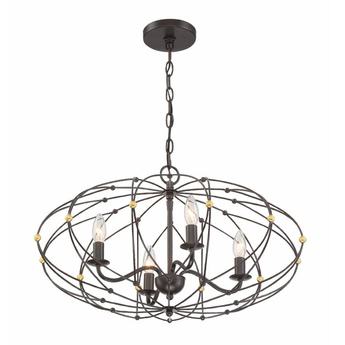 4-Light Oval Shape Bronze Chandelier