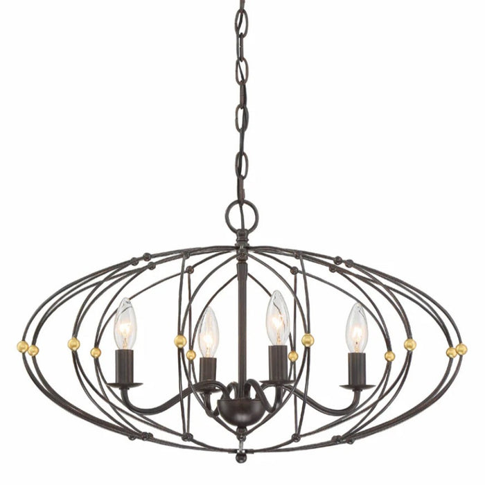 4-Light Oval Shape Bronze Chandelier