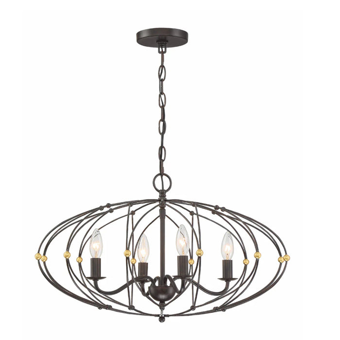 4-Light Oval Shape Bronze Chandelier