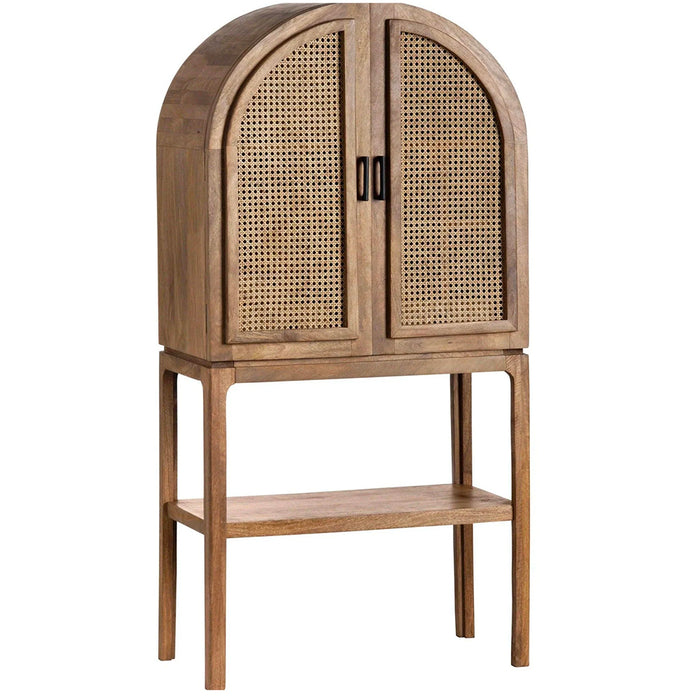 Arched Cane Bar Cabinet